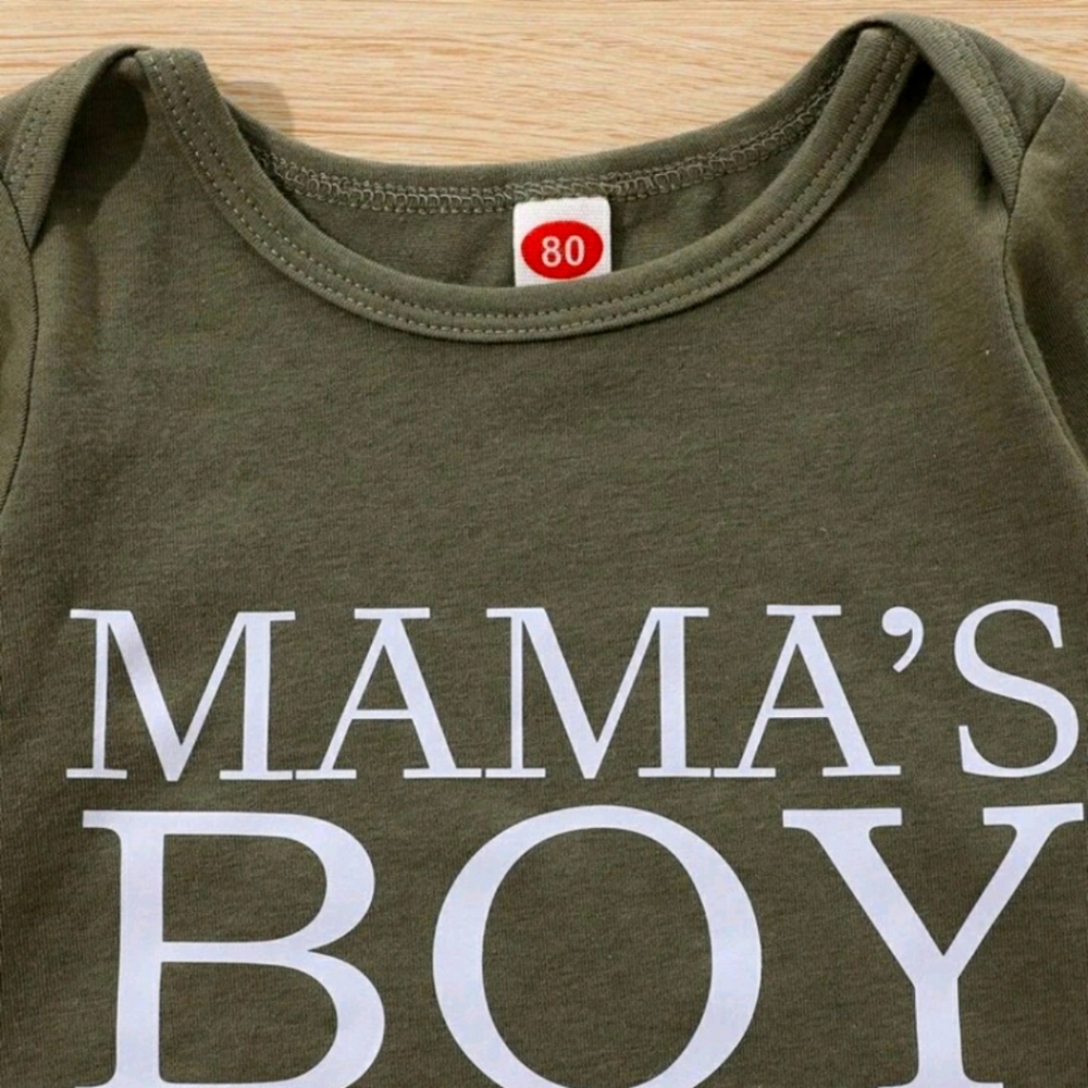 Baby Boy Letter Graphic Bodysuit&Cartoon Dinosaur Print Pants with cap 3pcs Set - Picture 3 of 5